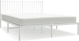 vidaXL - Bedframe - met - hoofdbord - metaal - wit - 160x200 - cm