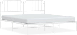 vidaXL - Bedframe - met - hoofdbord - metaal - wit - 160x200 - cm