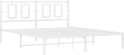vidaXL - Bedframe - met - hoofdbord - metaal - wit - 160x200 - cm
