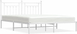 vidaXL - Bedframe - met - hoofdbord - metaal - wit - 160x200 - cm