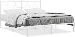 vidaXL - Bedframe - met - hoofdbord - metaal - wit - 160x200 - cm