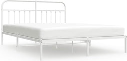 vidaXL - Bedframe - met - hoofdbord - metaal - wit - 160x200 - cm
