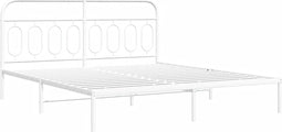 vidaXL - Bedframe - met - hoofdbord - metaal - wit - 180x200 - cm