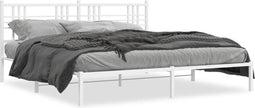 vidaXL - Bedframe - met - hoofdbord - metaal - wit - 180x200 - cm