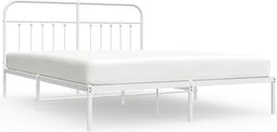 vidaXL - Bedframe - met - hoofdbord - metaal - wit - 180x200 - cm