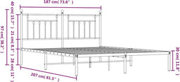vidaXL - Bedframe - met - hoofdbord - metaal - wit - 180x200 - cm