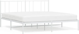 vidaXL - Bedframe - met - hoofdbord - metaal - wit - 180x200 - cm
