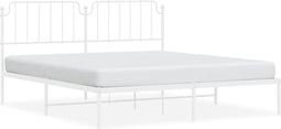 vidaXL - Bedframe - met - hoofdbord - metaal - wit - 180x200 - cm
