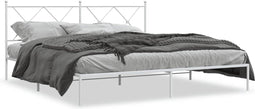 vidaXL - Bedframe - met - hoofdbord - metaal - wit - 180x200 - cm