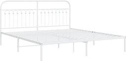 vidaXL - Bedframe - met - hoofdbord - metaal - wit - 183x203 - cm