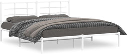 vidaXL - Bedframe - met - hoofdbord - metaal - wit - 183x213 - cm
