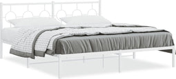 vidaXL - Bedframe - met - hoofdbord - metaal - wit - 183x213 - cm
