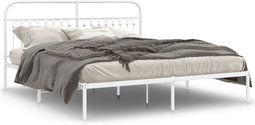 vidaXL - Bedframe - met - hoofdbord - metaal - wit - 183x213 - cm
