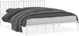 vidaXL - Bedframe - met - hoofdbord - metaal - wit - 183x213 - cm