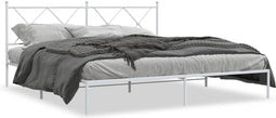 vidaXL - Bedframe - met - hoofdbord - metaal - wit - 183x213 - cm