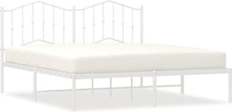 vidaXL - Bedframe - met - hoofdbord - metaal - wit - 183x213 - cm