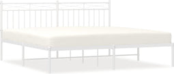 vidaXL - Bedframe - met - hoofdbord - metaal - wit - 183x213 - cm