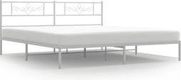 vidaXL - Bedframe - met - hoofdbord - metaal - wit - 183x213 - cm