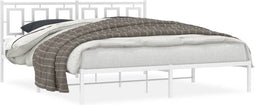 vidaXL - Bedframe - met - hoofdbord - metaal - wit - 183x213 - cm