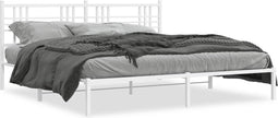 vidaXL - Bedframe - met - hoofdbord - metaal - wit - 183x213 - cm