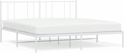 vidaXL - Bedframe - met - hoofdbord - metaal - wit - 183x213 - cm