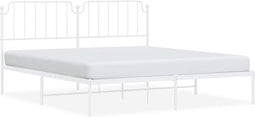 vidaXL - Bedframe - met - hoofdbord - metaal - wit - 183x213 - cm