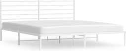 vidaXL - Bedframe - met - hoofdbord - metaal - wit - 183x213 - cm
