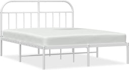 vidaXL - Bedframe - met - hoofdbord - metaal - wit - 183x213 - cm