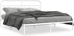 vidaXL - Bedframe - met - hoofdbord - metaal - wit - 193x203 - cm