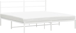 vidaXL - Bedframe - met - hoofdbord - metaal - wit - 193x203 - cm