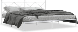 vidaXL - Bedframe - met - hoofdbord - metaal - wit - 193x203 - cm