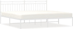 vidaXL - Bedframe - met - hoofdbord - metaal - wit - 193x203 - cm