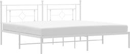 vidaXL - Bedframe - met - hoofdbord - metaal - wit - 193x203 - cm