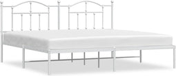 vidaXL - Bedframe - met - hoofdbord - metaal - wit - 193x203 - cm