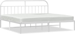 vidaXL - Bedframe - met - hoofdbord - metaal - wit - 193x203 - cm