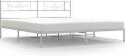 vidaXL - Bedframe - met - hoofdbord - metaal - wit - 193x203 - cm