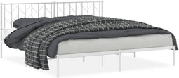 vidaXL - Bedframe - met - hoofdbord - metaal - wit - 193x203 - cm