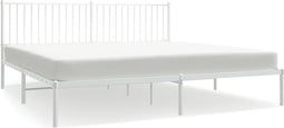 vidaXL - Bedframe - met - hoofdbord - metaal - wit - 193x203 - cm