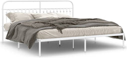 vidaXL - Bedframe - met - hoofdbord - metaal - wit - 193x203 - cm