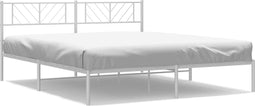 vidaXL - Bedframe - met - hoofdbord - metaal - wit - 193x203 - cm