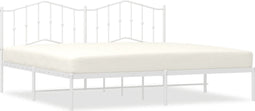 vidaXL - Bedframe - met - hoofdbord - metaal - wit - 193x203 - cm