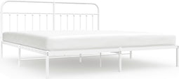 vidaXL - Bedframe - met - hoofdbord - metaal - wit - 193x203 - cm