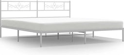 vidaXL - Bedframe - met - hoofdbord - metaal - wit - 200x200 - cm