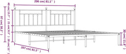 vidaXL - Bedframe - met - hoofdbord - metaal - wit - 200x200 - cm