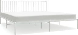 vidaXL - Bedframe - met - hoofdbord - metaal - wit - 200x200 - cm