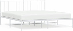 vidaXL - Bedframe - met - hoofdbord - metaal - wit - 200x200 - cm