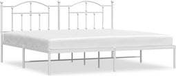 vidaXL - Bedframe - met - hoofdbord - metaal - wit - 200x200 - cm