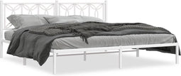 vidaXL - Bedframe - met - hoofdbord - metaal - wit - 200x200 - cm