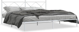 vidaXL - Bedframe - met - hoofdbord - metaal - wit - 200x200 - cm