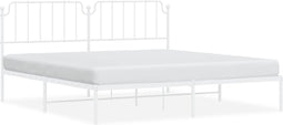 vidaXL - Bedframe - met - hoofdbord - metaal - wit - 200x200 - cm